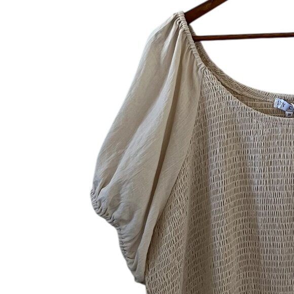 Ivy City NEW Sienna Smocked Tiered Maxi Dress In Cream Size 3X - Picture 3 of 14